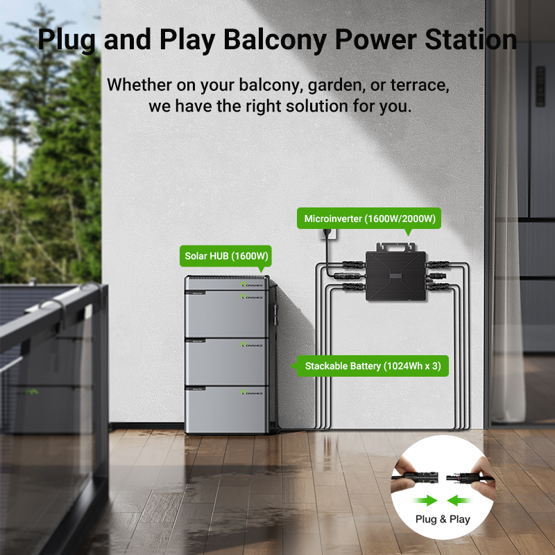 Modułowy Balkonowy System Magazynowania Energii LIONSHEE Z Baterią Piętrową, Panelami Solarnymi I Mikroinwerterami 800W/1600W/2000W