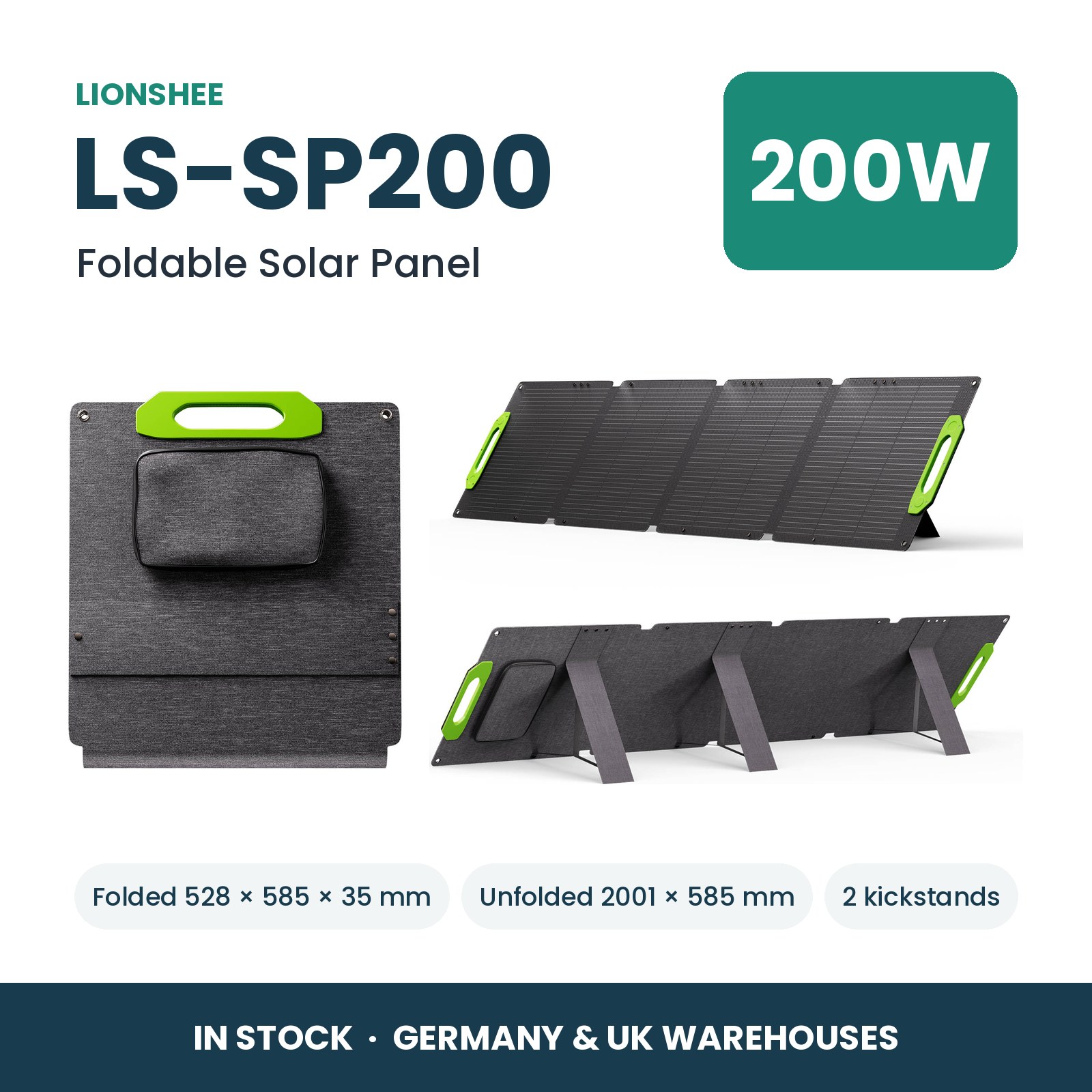 LIONSHEE LS-SP200 Składany Panel Słoneczny 200W Do Stacji Zasilania, ETFE, IP67, MC4, Magazyn Niemcy I Wielka Brytania