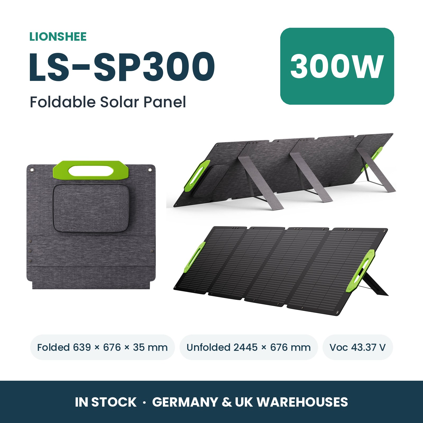 LIONSHEE LS-SP300 Składany Panel Słoneczny 300W Do Stacji Zasilania, ETFE, IP67, MC4, Magazyn Niemcy I Wielka Brytania