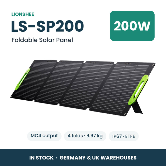 LIONSHEE LS-SP200 Składany Panel Słoneczny 200W Do Stacji Zasilania, ETFE, IP67, MC4, Magazyn Niemcy I Wielka Brytania