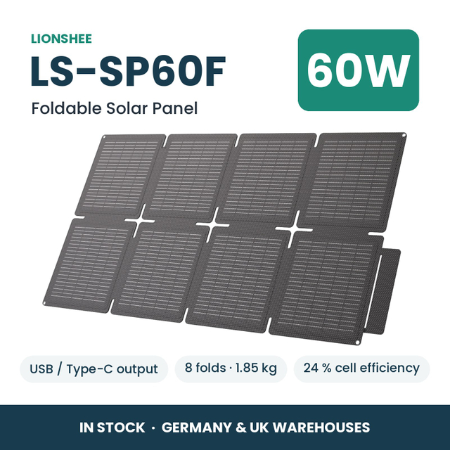 LIONSHEE LS-SP60F Składany Panel Słoneczny 60W Z USB I Type-C, ETFE, Magazyn Niemcy I Wielka Brytania