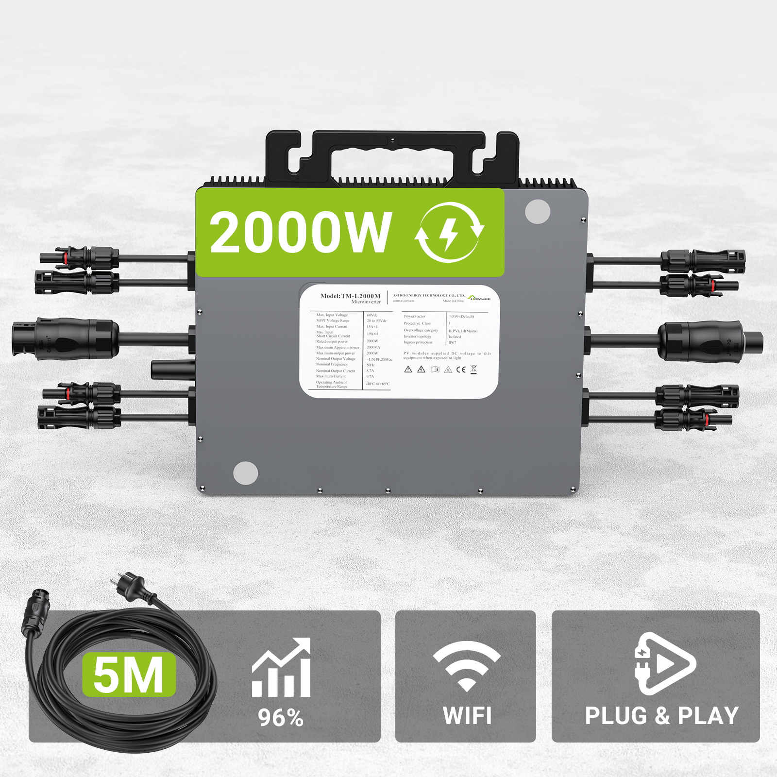 LIONSHEE LS-2000M Mikroinwerter Solarny 2000W Z WiFi, 4 MPPT I Wysyłką Z Magazynu W Niemczech Lub Wielkiej Brytanii