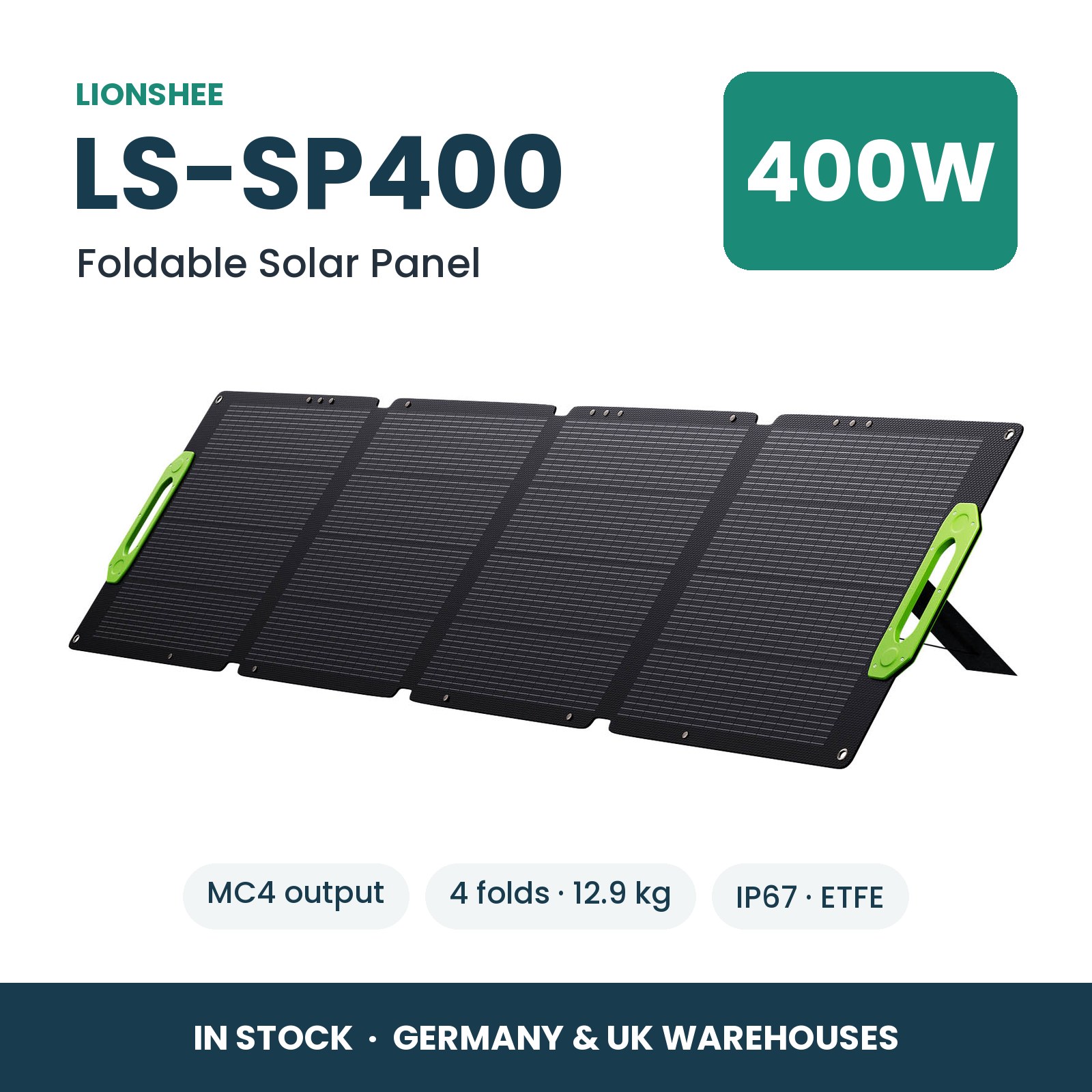LIONSHEE LS-SP400 Składany Panel Słoneczny 400W Do Stacji Zasilania, ETFE, IP67, MC4, Magazyn Niemcy I Wielka Brytania
